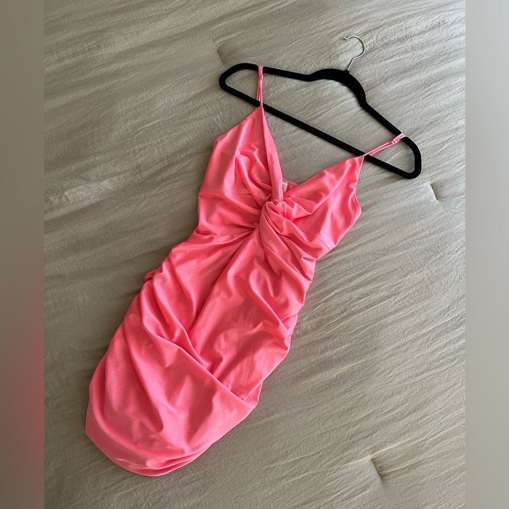 Talia Front Twist Dress in Pink